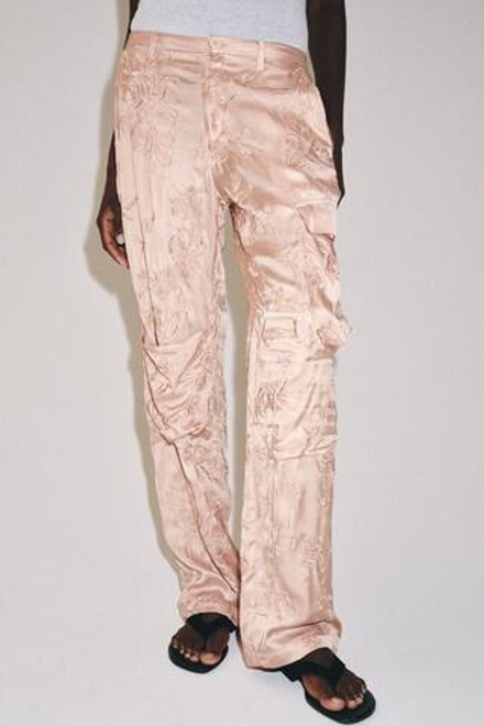 ZARA БРЮКИ КАРГО С ВЫШИВКОЙ — ZW COLLECTION, РОЗОВЫЙ