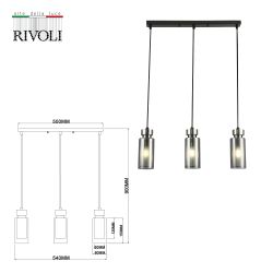 Светильник подвесной (подвес) Rivoli Klara 3099-203 3 * Е14 15 Вт модерн