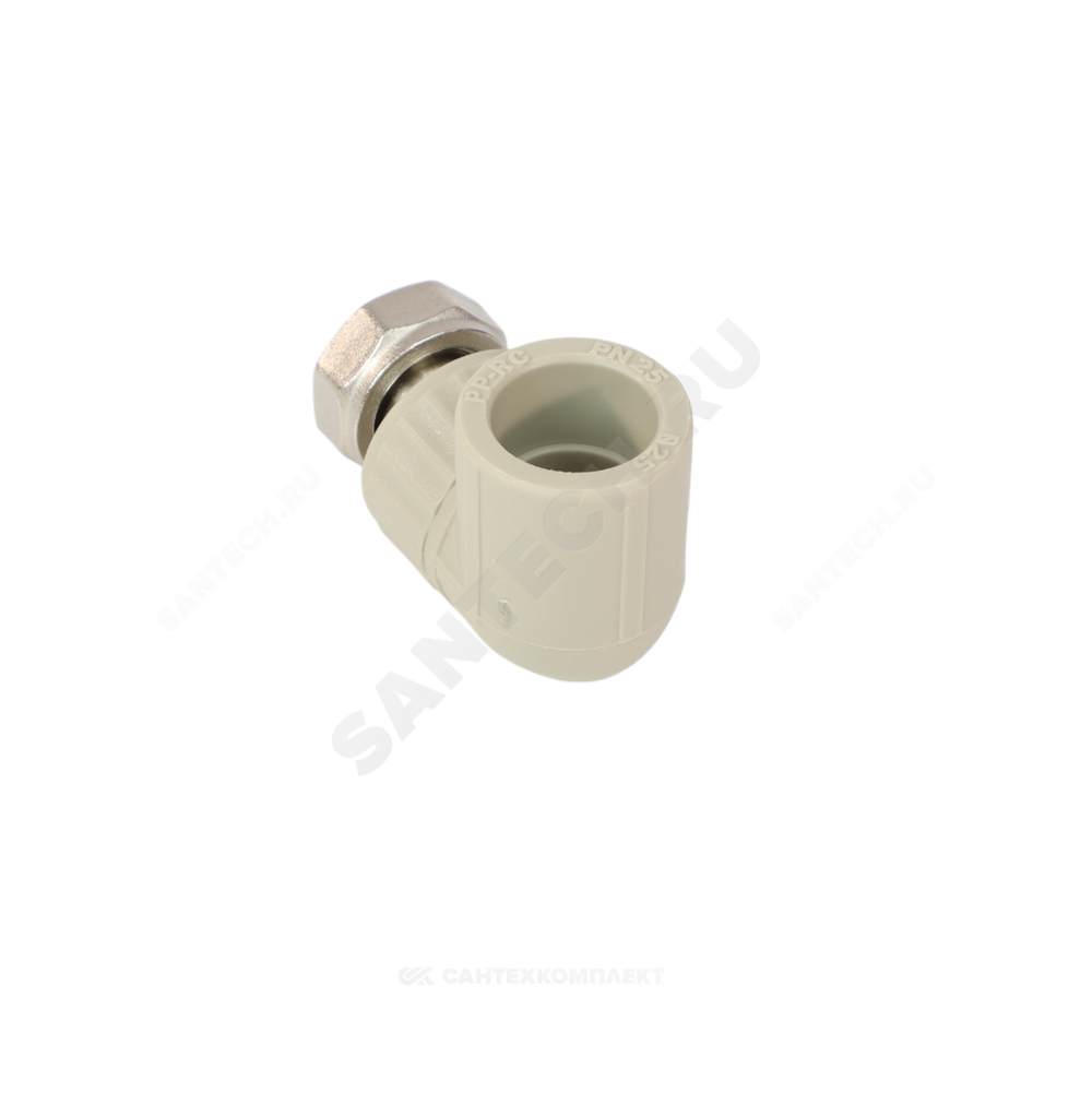 Угольник PP-R комбинированный серый Дн 20х3/4" с накидной гайкой VALFEX 10138120Г
