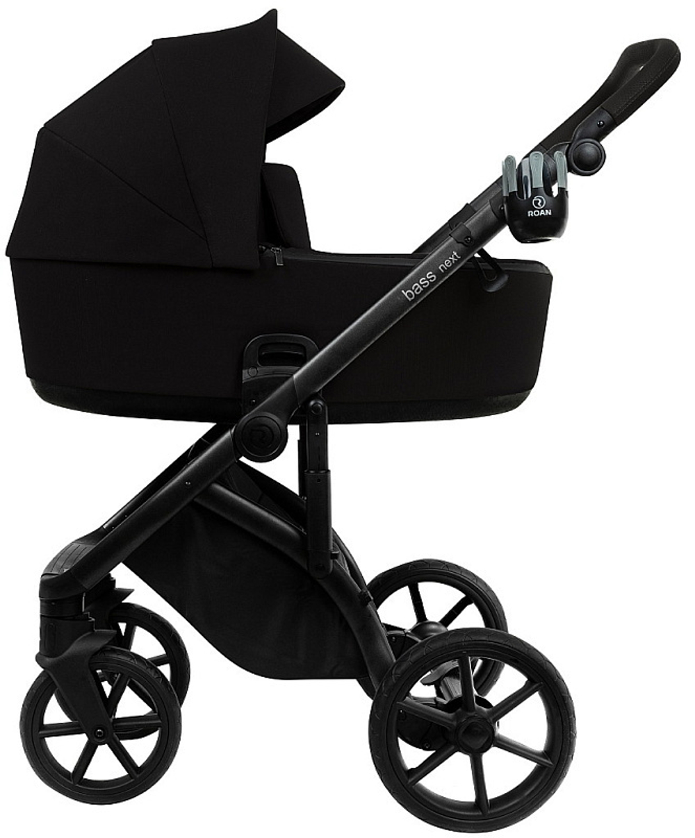 Детская коляска Roan Bass Next 2.0 3 в 1 с автокреслом Tutis Elo Lux EduSky Black BSN/40/2 Caviar Black/Black/руч.Black