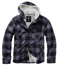 Brandit LUMBER JACKET HOODED black/grey