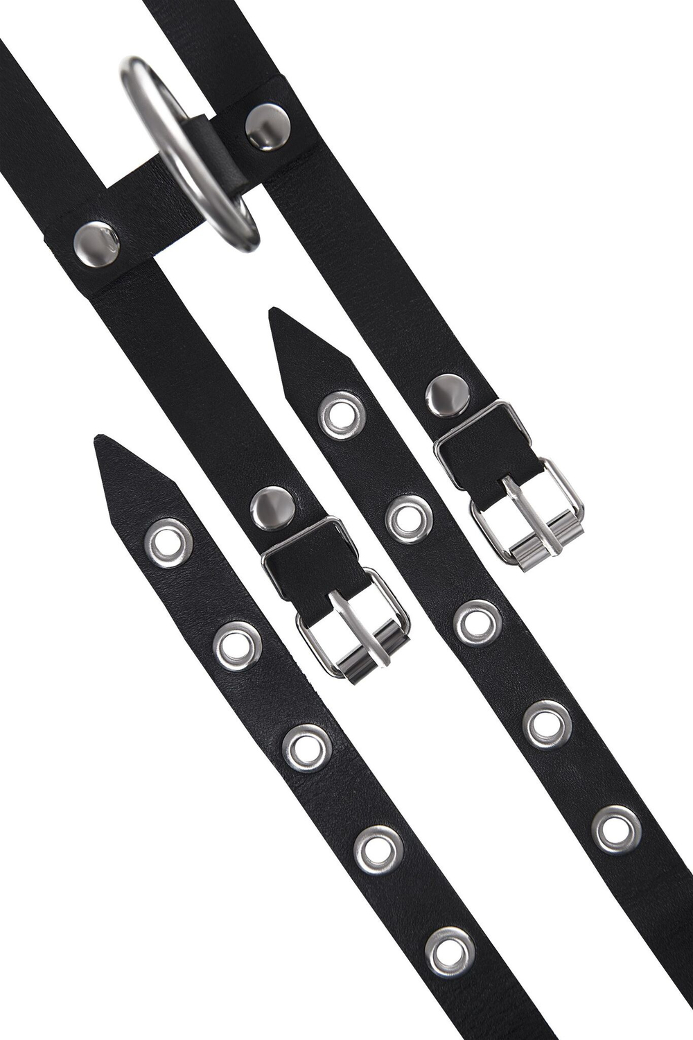 Черные однослойные кожаные оковы из двух ремешков (Цвет: черный)