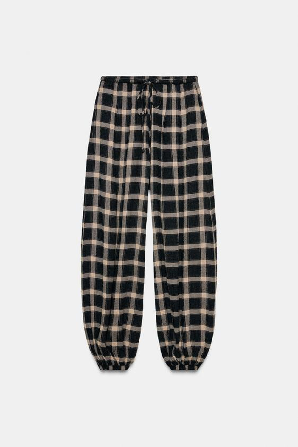 ZARA БРЮКИ-АЛАДДИН В КЛЕТКУ — ZW COLLECTION, ЧЕРНЫЙ/ЭКРЮ