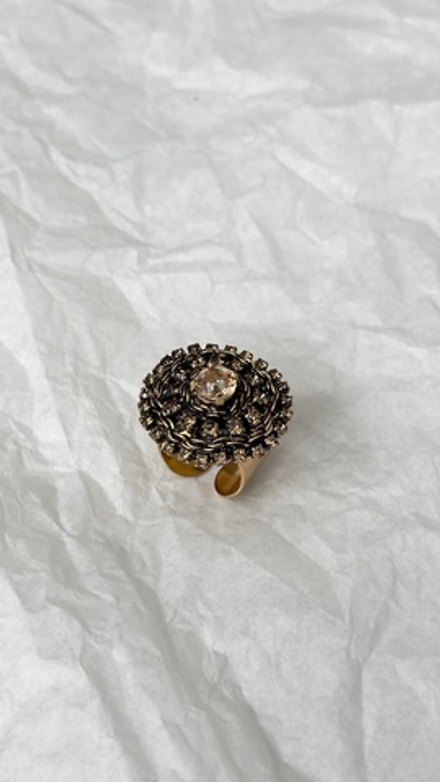 Кольцо круглый "лабиринт" с медовыми кристаллами, разъемное