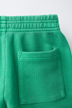 ZARA ОДНОТОННЫЕ ШОРТЫ ИЗ ТКАНИ ПИКЕ, ЗЕЛЕНЫЙ