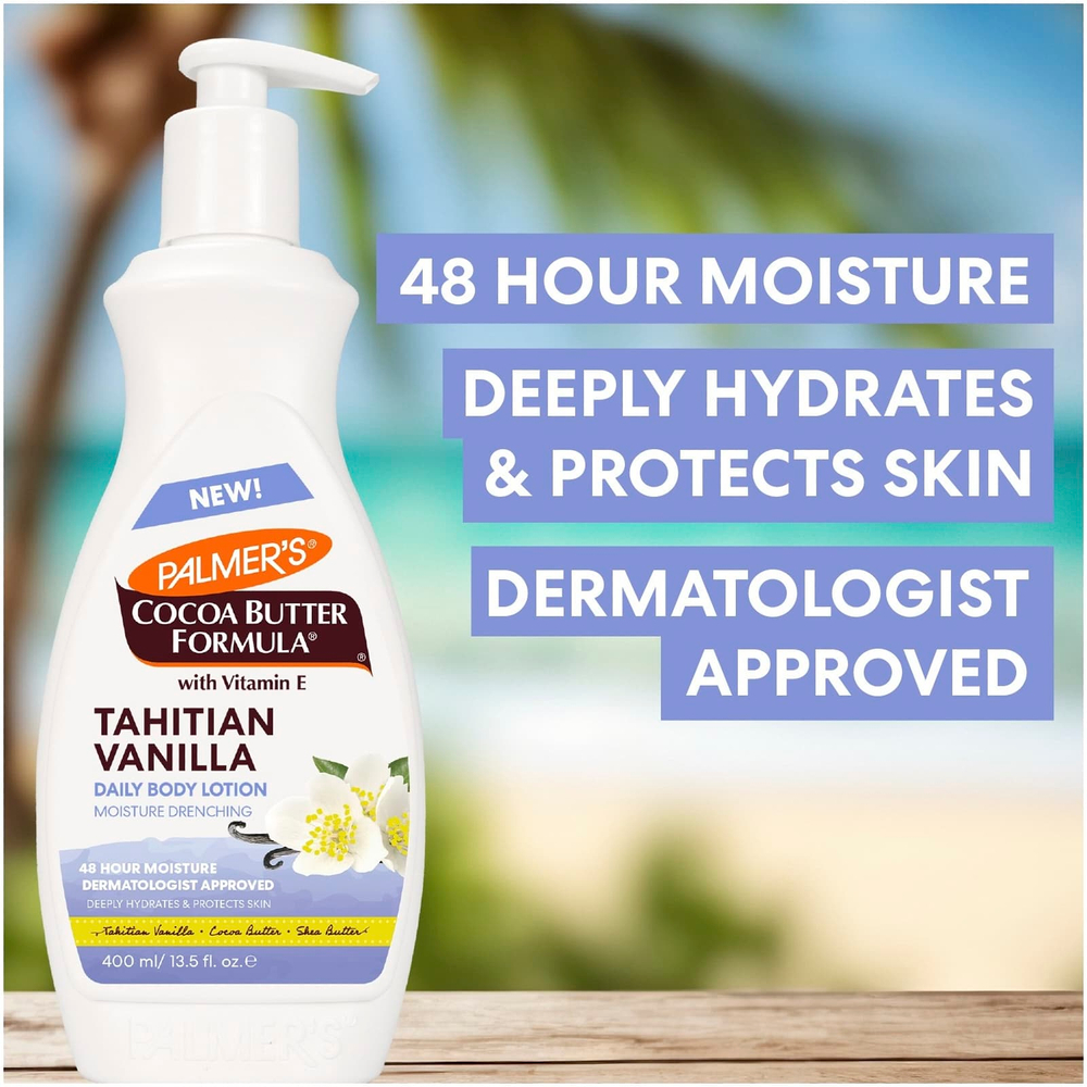 Palmer's, Cocoa Butter Formula® с витамином E, лосьон для тела для ежедневного применения, таитянская ваниль, 400 мл (13,5 жидк. унции)