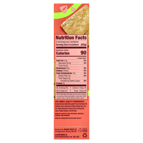 Better with Buckwheat, Гречневые крекеры, розмарин и травы, 120 г (4,25 унции)
