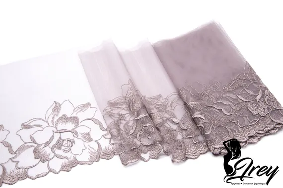 05-111 ОПТ Вышивка на неэл. сетке 21 см, Rose, кофейная роза/бронза