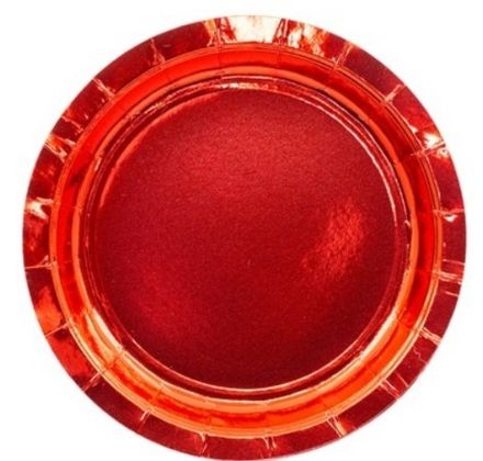 Тарелки "Красный металлик" 23 см