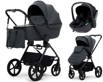 Детская коляска Rant Teo Soft 3 в 1 с автокреслом Miro Black Graphite
