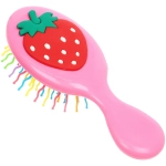 Расческа массажная детская и 2 резинки «МИЛА», клубника, цвет розовый, 14*5,5см (пакет с подвесом)