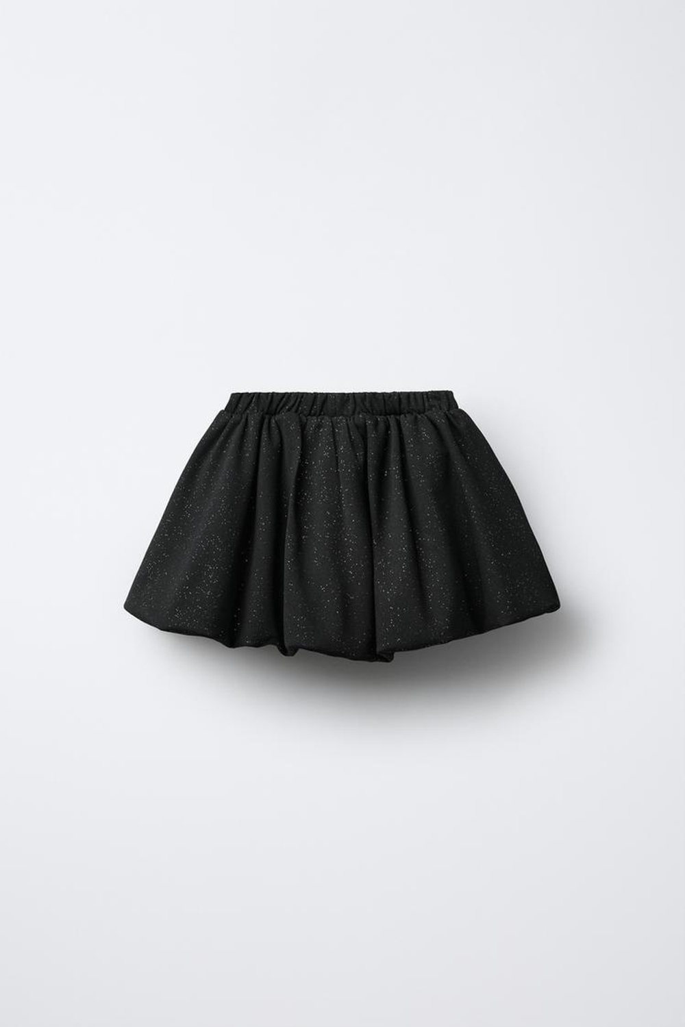 ZARA ЮБКА-БАЛЛОН ИЗ ТРИКОТАЖА ПУНТО РОМА С БЛЁСТКАМИ, ЧЕРНЫЙ