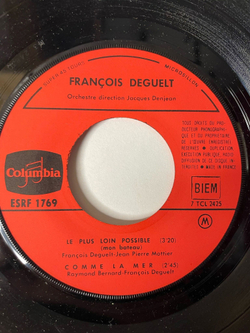 Винтажная виниловая пластинка LP Francois Deguelt Chansons Pour Le Soleil Et La Mer (France 1967) 7 дюймов