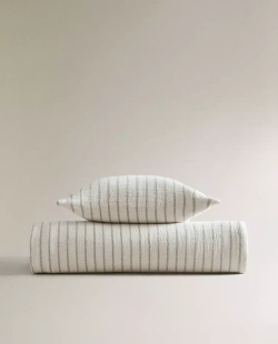 ZARA HOME ДЕТСКОЕ ПОКРЫВАЛО ИЗ МУСЛИНА В ПОЛОСКУ, ЗЕЛЕНЫЙ