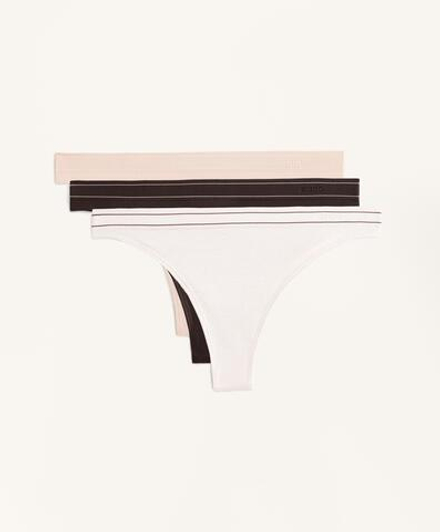 OYSHO Набор из 3 бесшовных трусов-стрингов, шоколадный