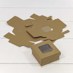 Коробка Для конфет сборная 8х8х4 см с окошком (Коричневый, Крафт)