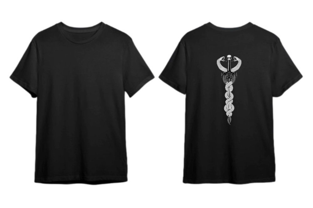 Футболка с принтом «Меч Деметра», цвет черный, р-р 46