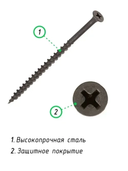 Саморез, шуруп по дереву 4,8 х 90 мм потайной черный 200 шт. Arhitektor