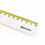 Линейка пластиковая 20 см BRAUBERG "FRESH ZONE", прозрачная, с желтой шкалой, 210749