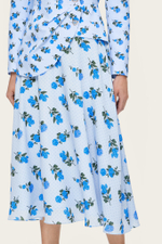 Голубая юбка-миди с цветочным принтом "Фелиция"