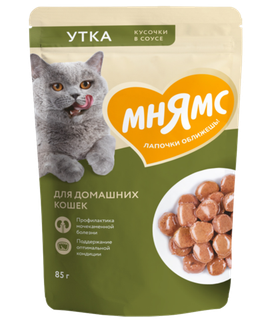 Мнямс Кусочки в соусе Утка для домашних кошек 85гр.