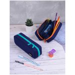 Пенал-футляр корпусный, 210*70*50 Berlingo "Navy blue", полиэстер, 3 внутренних отделения