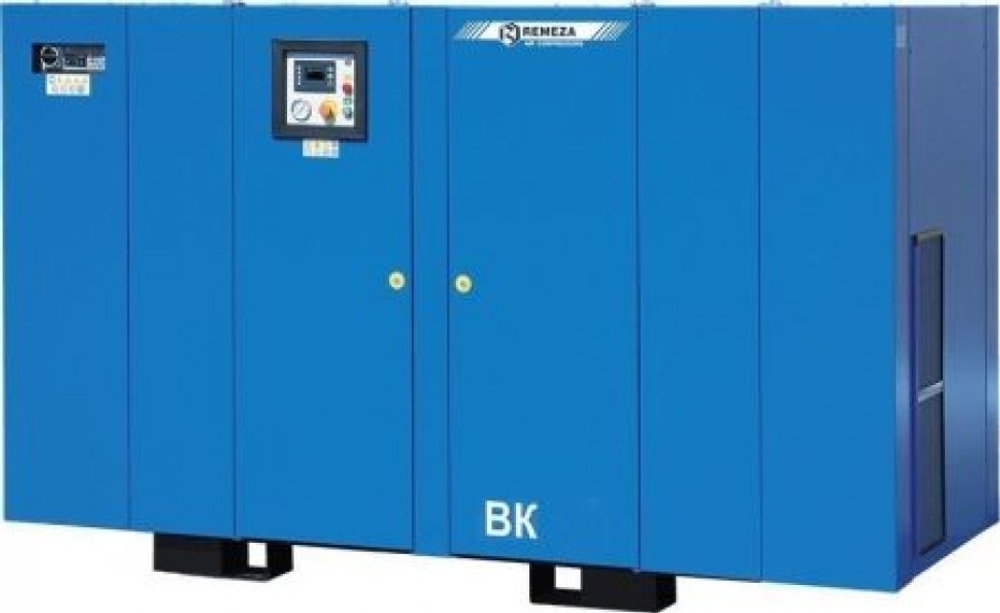 Винтовой компрессор ВК100Р-7,5ВС, без ресивера , производительность 14000л/мин,  рабочее давление 7,5 бар, мощность двигателя 75кВт, вес 2130 кг, габариты 2550х1360х1825мм. REMEZA, Республика Беларусь