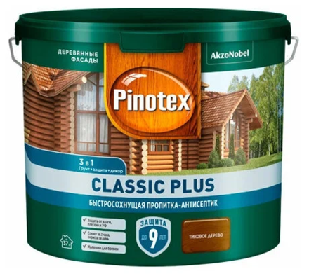 Защитная пропитка Pinotex Classic Plus 3в1 тиковое дерево (2,5л)