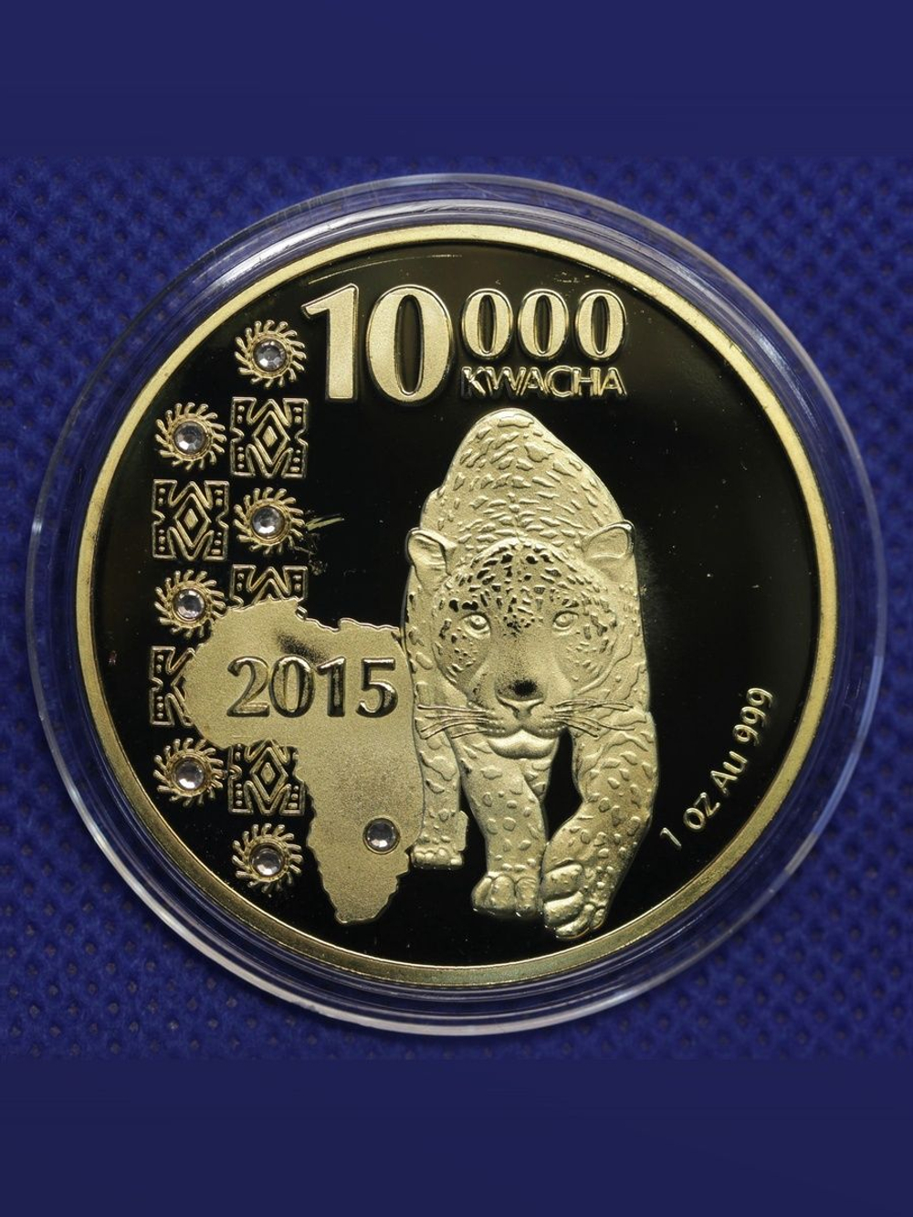 Монета 2015 года Леопард Замбия Животные Африки. Копия монеты
