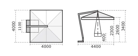 Зонт профессиональный Leonardo Braccio, 400х400 см, антрацит, слоновая кость