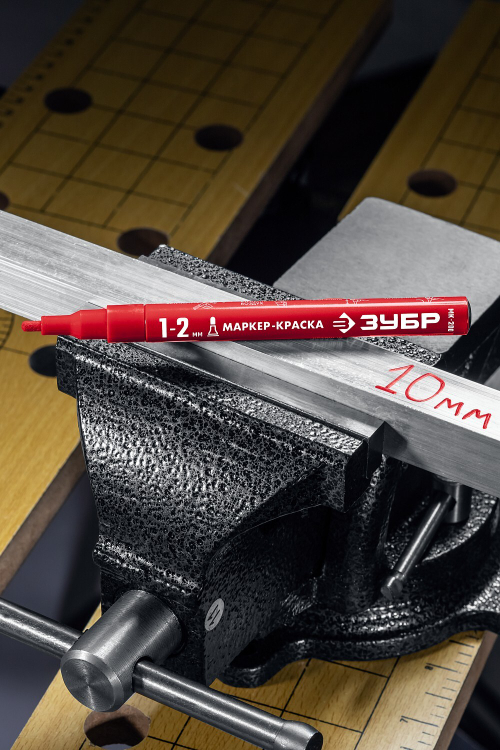 Маркер-краска ЗУБР, 1 мм круглый, красный, МК-200, серия Профессионал