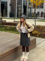 Шерстяная юбка в складку серый