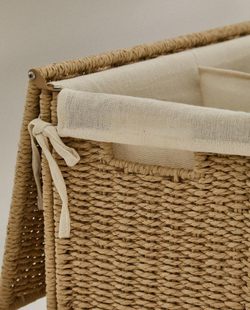 ZARA HOME КОРЗИНА ДЛЯ БЕЛЬЯ С КРЫШКОЙ И РУЧКАМИ, СВЕТЛО-БЕЖЕВЫЙ