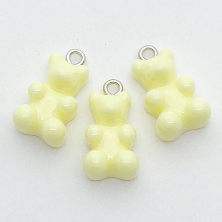 Подвеска Мишка, цвет желтый пастельный, размер 17*11 мм, серебристый бейл, цена за 1 шт