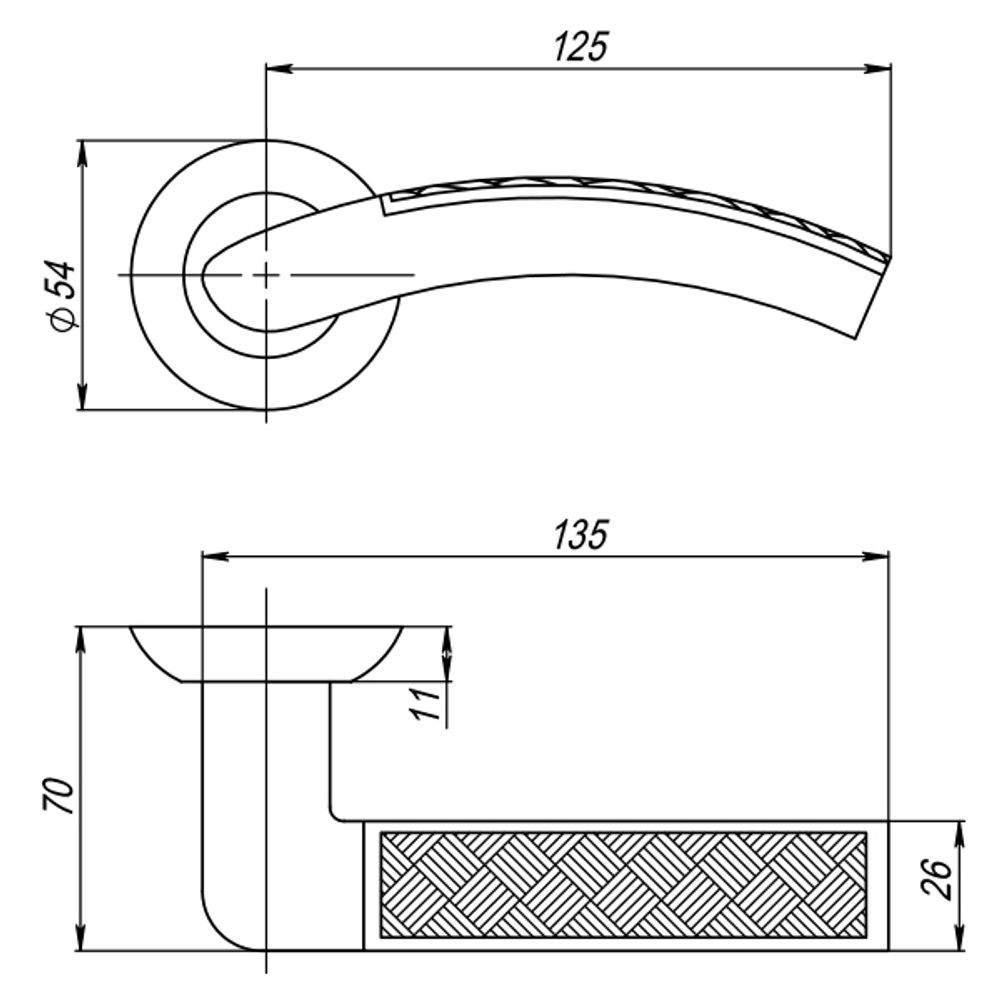 Ручка раздельная ATLAS TL/HD SN/CP-3 матовый никель/хром
