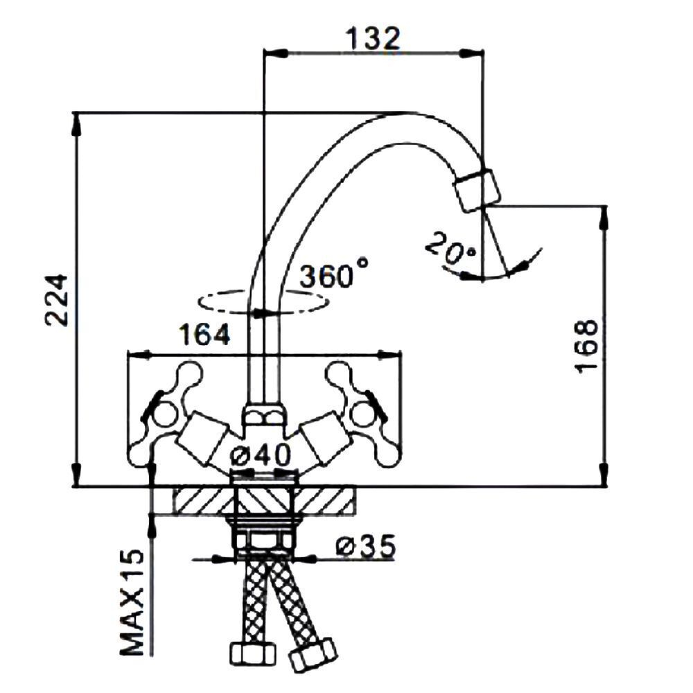 Смеситель для кухни, Frap, с кран-буксой, хром, F4008-2