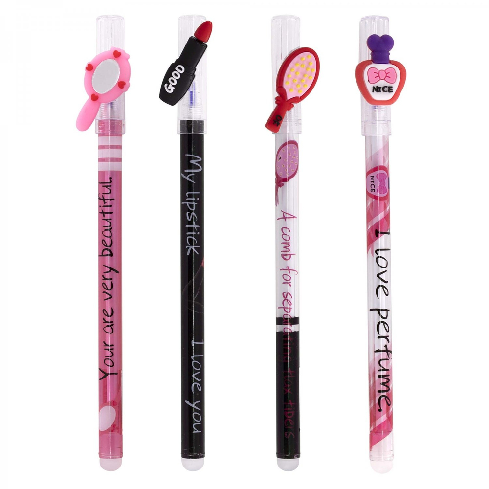 Ручка гелевая пиши-стирай Alingar, "Super girl", 0,5 мм, синяя, фигурный колпачок, иголь. наконечник, круглый, цветной, пластиковый корпус, карт. уп.