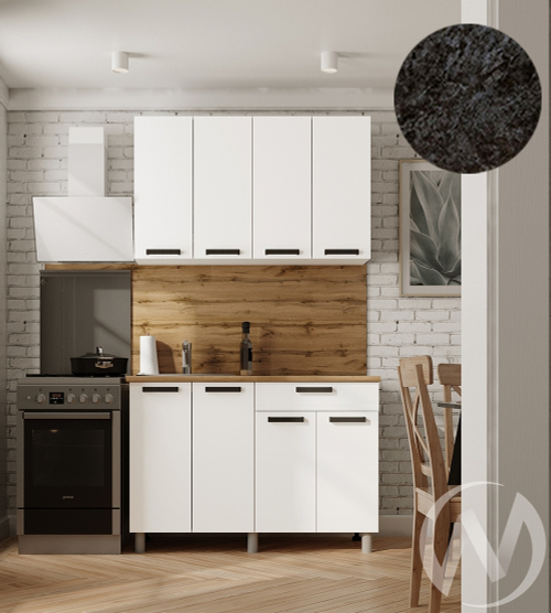 Кухня Кьяра 1.2м (корпус белый/карбон фарфор) 26мм кастилло темный