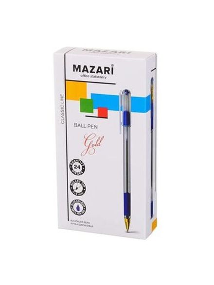 Набор Ручка шариковая Mazari Gold синяя, 0.5мм, масляный стержень, грип, 24 штук