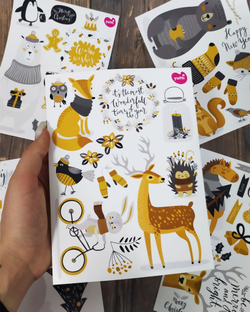 Новогодние наклейки стикеры на подарки, окна, декор для дома