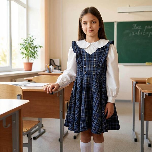 Новинка: Школьный сарафан А-1103 Новинка: Школьный сарафан А-1103