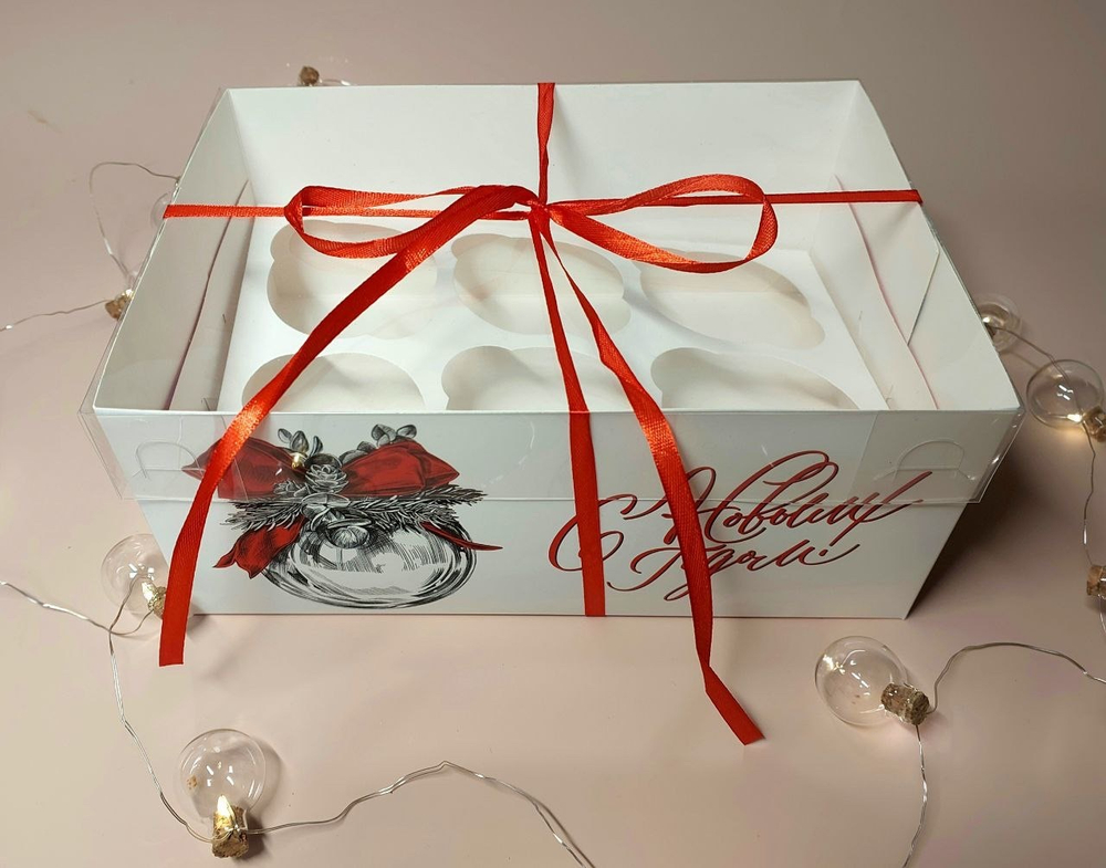 Коробка на 6 капкейков "Серебро", 23 х 16 х 10 см