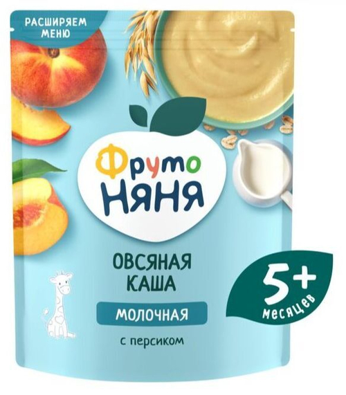 Каша ФрутоНяня молочная, овсяная, персик, с 5 месяцев, 200 г