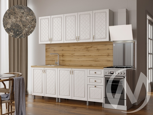 Кухня Вильма 2.0м (корпус белый/арктик; арктик) 38мм королевский опал