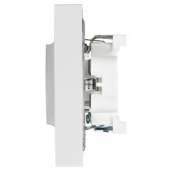 Розетка Intro Accent 6-208-01 двойная с заземлением 2X2P+E Schuko со шторками 16А-250В IP20 СУ AL/CU белый