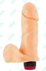 Классический вибратор с мошошнкой телесного цвета