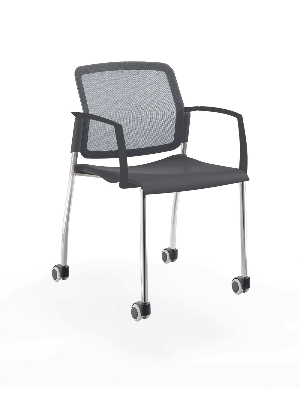 Movie стул со спинкой-сеткой на 4 ногах и колесах