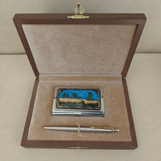 Набор подарочный "Рожь" с ручной росписью в футляре