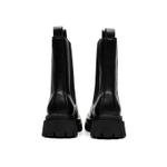 SHUILIXING Microfiber Leather Knee High Chelsea Boots Men"s Black