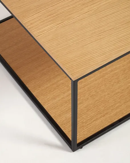 Yoana Журнальный столик из дубового шпона и черного металла 110 x 60 см